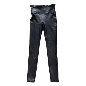 Spanx Womens Leggings Black Faux Leather High Waist Solid S